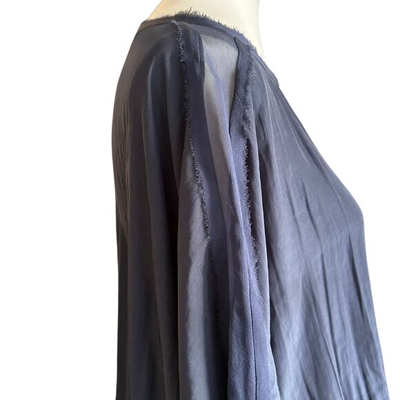 Ramy Brook Slate Blue Sheer Sleeve Drop Waist Mini Dress – Size Small - Picture 2 of 7